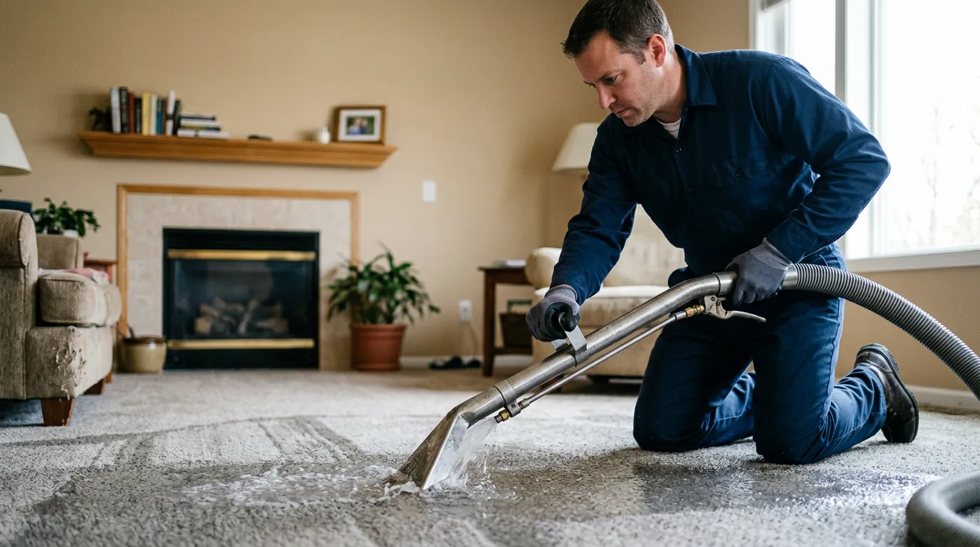 Water damage restoration technician working near Pelham, NC